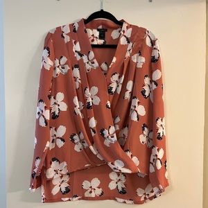 Ann Taylor Factory - floral blouse with cross front